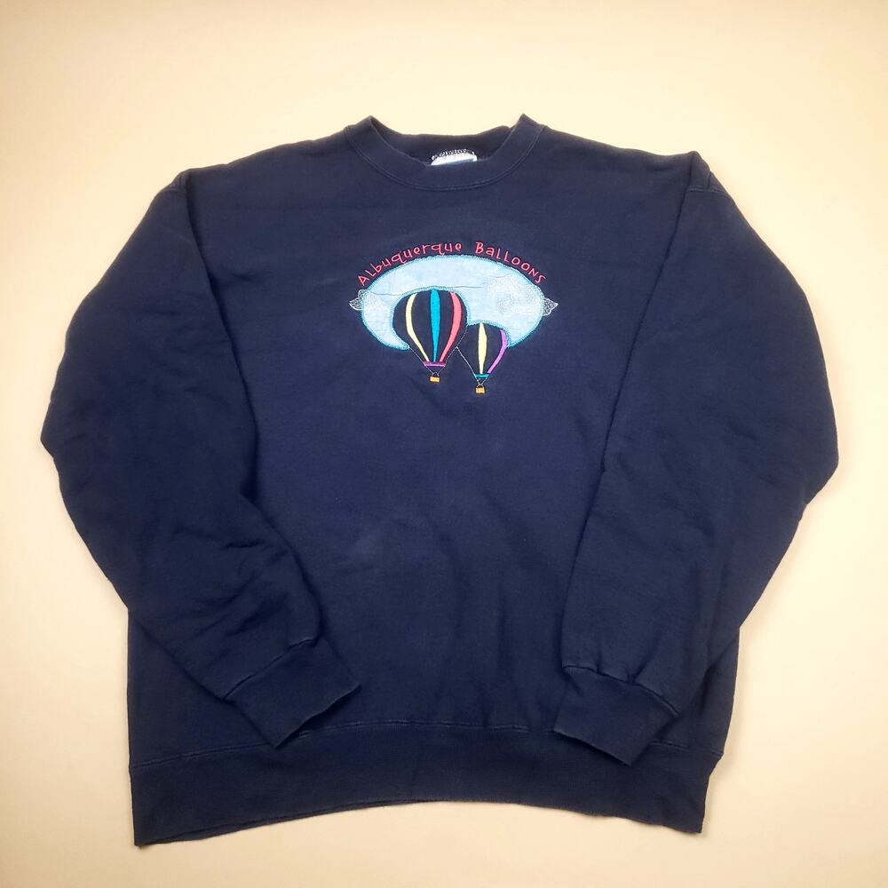 Vintage y2k Albuquerque Hot Air Balloon Embroidered Crewneck Sweater Mens XL